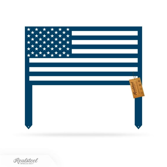 RealSteel American Flag Stake – Patriotic Yard Decor (24"x21", Blue)