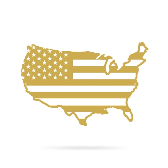 RealSteel American Flag Wall Décor - Proudly Crafted American-Made Metal Art for Indoor/Outdoor Display (18"/ Gold)
