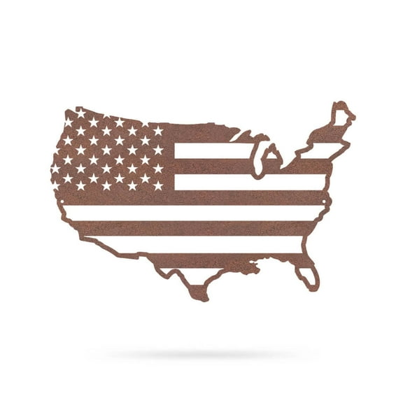 RealSteel American Flag Wall Décor - Proudly Crafted American-Made Metal Art for Indoor/Outdoor Display (24"/ Rust)