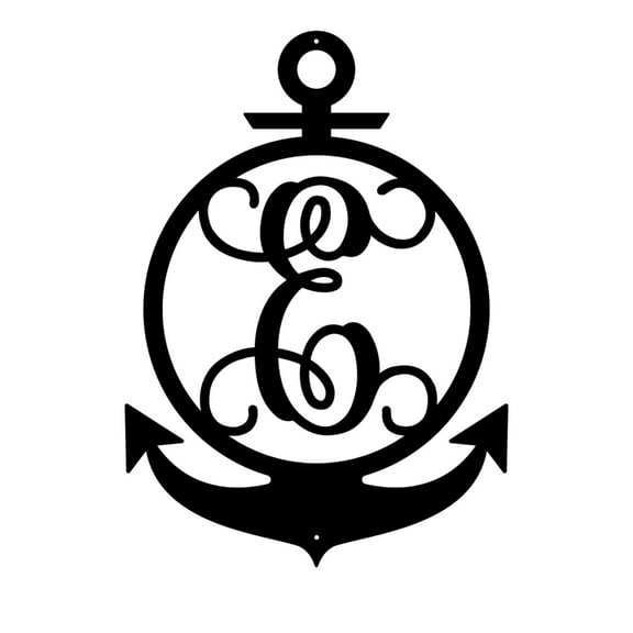 RealSteel Anchor Initial Monogram – Nautical Metal Wall Art (E-18)