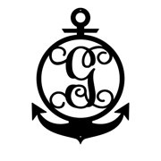 RealSteel Metal Anchor Initial Monogram - Letter G Black, 18" x 13"
