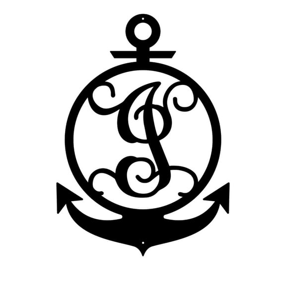 RealSteel Anchor Initial Monogram – Nautical Metal Wall Art (I-18)