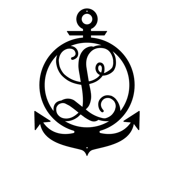 RealSteel Anchor Initial Monogram – Nautical Metal Wall Art (L-24)