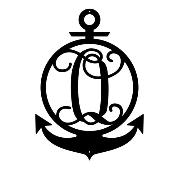 RealSteel Anchor Initial Monogram – Nautical Metal Wall Art (O-36)