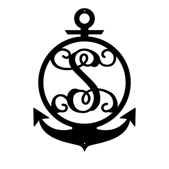 RealSteel Anchor Initial Monogram – Nautical Metal Wall Art (S-36)