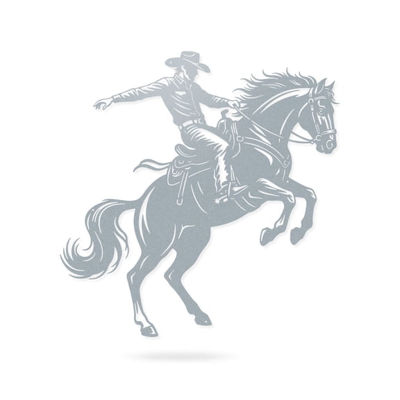RealSteel Bronco Horse Metal Wall Art – Western Rodeo Steel Decor (24", Textured Silver)