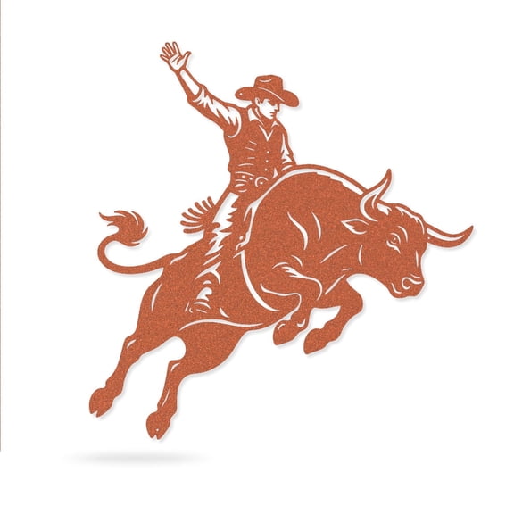 RealSteel Bucking Bull Metal Wall Art – Rodeo & Western Steel Decor (35" x 36", Rust)