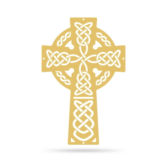 RealSteel Celtic Knot Cross Wall Art, Symbol of Faith and Irish Heritage (Gold)