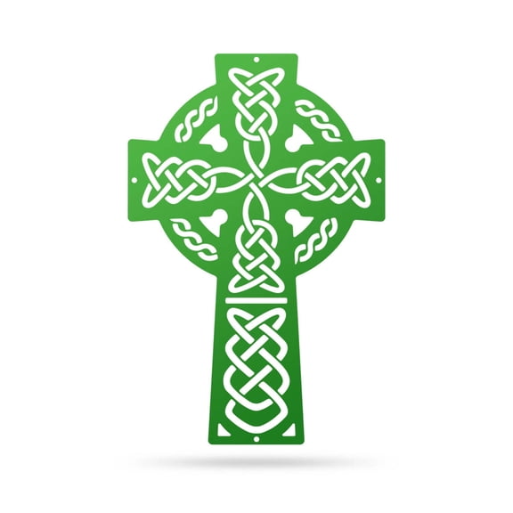 RealSteel Celtic Knot Cross Wall Art, Symbol of Faith and Irish Heritage (Green)