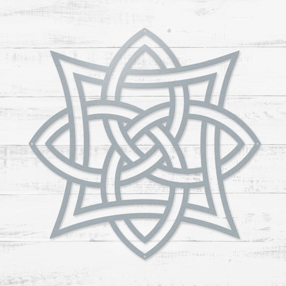 RealSteel Celtic Knot Symbols Metal Wall Art – Quad Celtic Knot | Made in USA (Textured Silver-18")