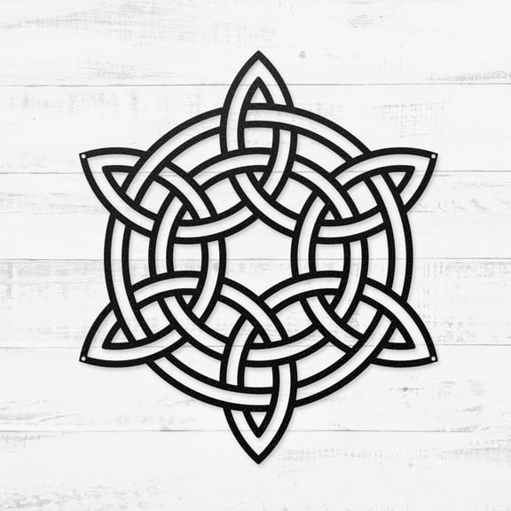 RealSteel Celtic Knot Symbols Metal Wall Art – Six Point Knot | Made in USA (Black-12")