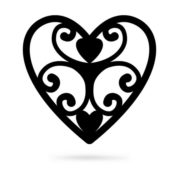 RealSteel Elegant Heart Wall Art, Romantic Indoor/Outdoor Home Décor (12"/ Black)