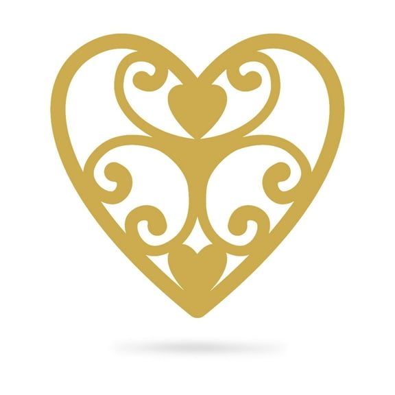 RealSteel Elegant Heart Wall Art, Romantic Indoor/Outdoor Home Décor (24"/ Gold)