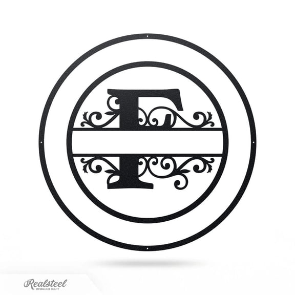 RealSteel Elegant Personalized Name Monogram | Letter F | 24 Inch | Black