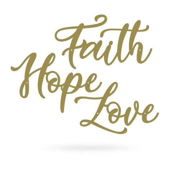 RealSteel Faith Hope Love Wall Décor, Inspirational Indoor/Outdoor Art (Gold)