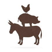 RealSteel: Farmyard Friends Wall Art – Rustic Farmhouse Animal Silhouettes, Cow/Pig/Rooster or Donkey/Pig/Chicken, Durable Indoor/Outdoor Decor, Made in USA (DPC/PV)