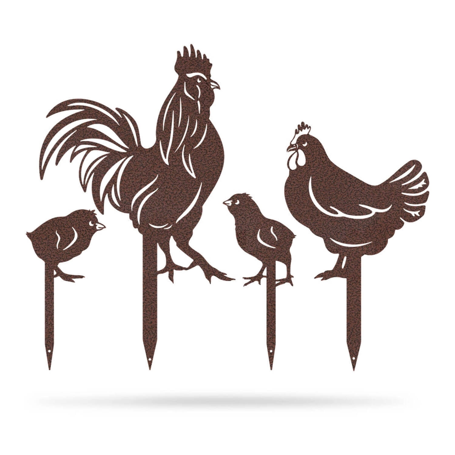 RealSteel Garden Art - Chickens 4 Pack, Life-Size Farmyard Yard Decorations (Penny Vein)