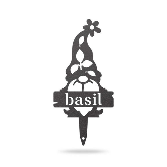 RealSteel, Garden Gnomes Metal Plant Labels, Vegetable, Herb Markers, Outdoors (BASIL-Small)