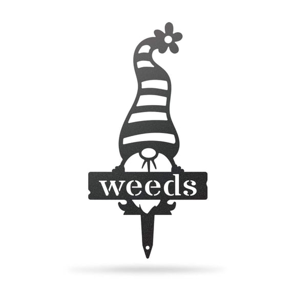 RealSteel, Garden Gnomes Metal Plant Labels, Vegetable, Herb Markers, Outdoors (WEEDS-Large)