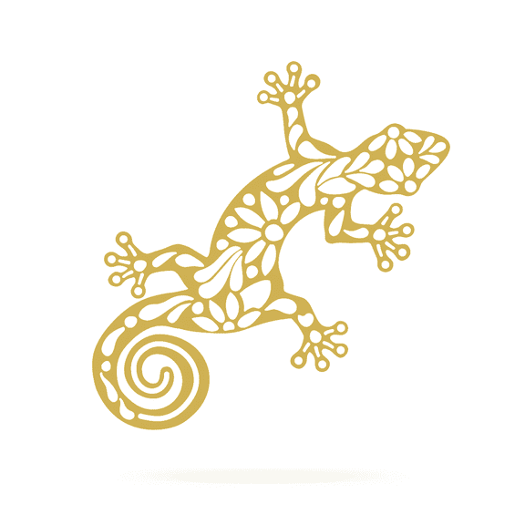 RealSteel: Gecko The Lizard Metal Wall Décor - Lucky Floral Patterned Lizard for Indoor/Outdoor Use (Gold)