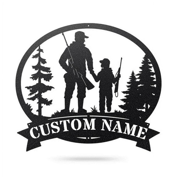 RealSteel Generation Hunting Monogram – Personalized Metal Wall Art for Man Caves & Cabins (Black - 21x24)