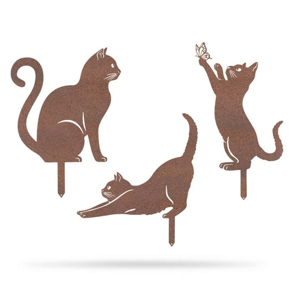 RealSteel Cat Garden Décor I Outdoor Garden Decorations I Landscaping Décor I Lawn Ornaments and Statues I Garden Signs Decorative Outdoor (RUST)