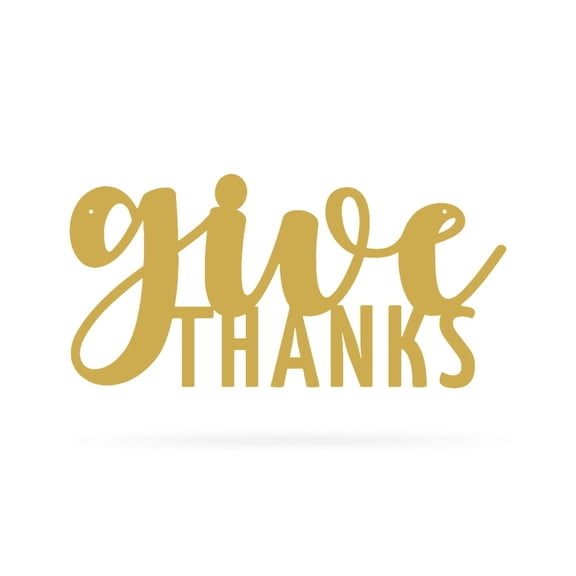RealSteel Give Thanks Wall Art - Inspirational Home Decor (Gold)