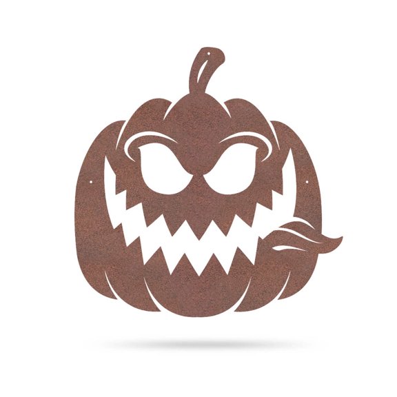 RealSteel Halloween Evil Pumpkin - Durable, No-Mess Halloween Porch Decoration (18"/ Rust)