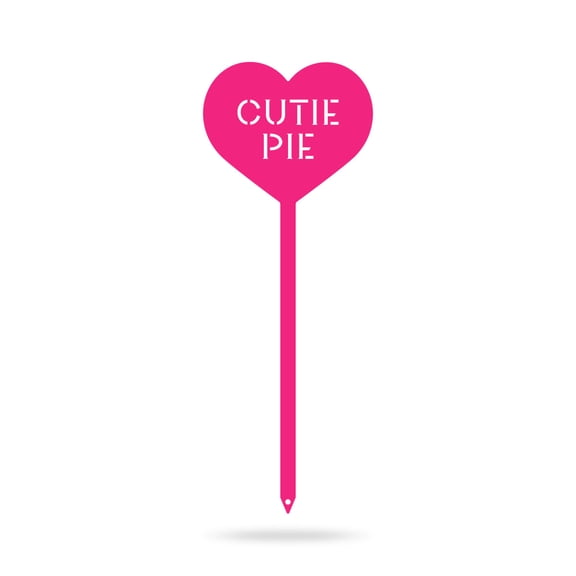 RealSteel Heart Message Garden Stakes – Fun & Romantic Yard Decor – CUTIE PIE (5" x 13", Pink)