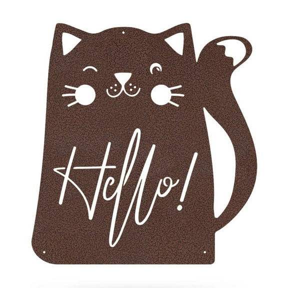 RealSteel Hello Cat Wall Art – Perfect Gift for Cat Lovers – Charming Home Décor (18"/Penny Vein)