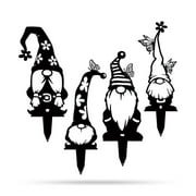 RealSteel I Metal Garden Gnomes Outdoor I Steel 4 Pack I Lawn Ornaments and Statues I Garden Decoration I Funny Gnome I Yard Decor Gift for Gardeners Black