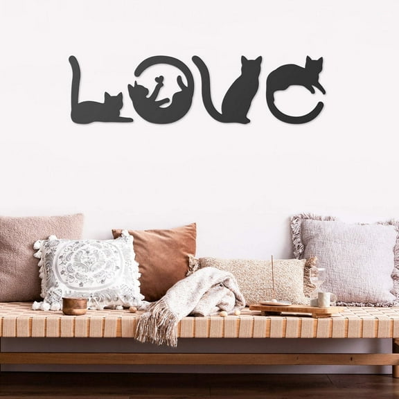 RealSteel - LOVE Cats Wall Art - Indoor/Outdoor Metal Home Decor - Perfect as Housewarming, Wedding, Birthday or Anniversary Gifts (14")