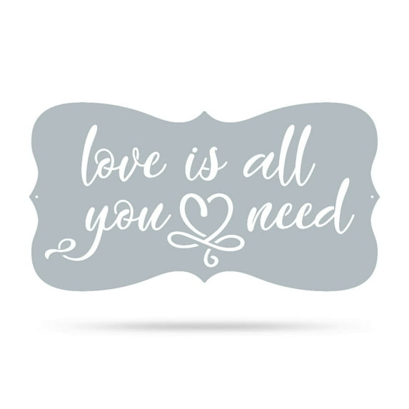 RealSteel "Love Is All You Need" Metal Wall Art – Inspirational Home Décor (13"/ Textured Silver)