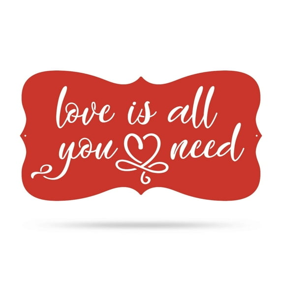 RealSteel "Love Is All You Need" Metal Wall Art – Inspirational Home Décor (9"/ Red)
