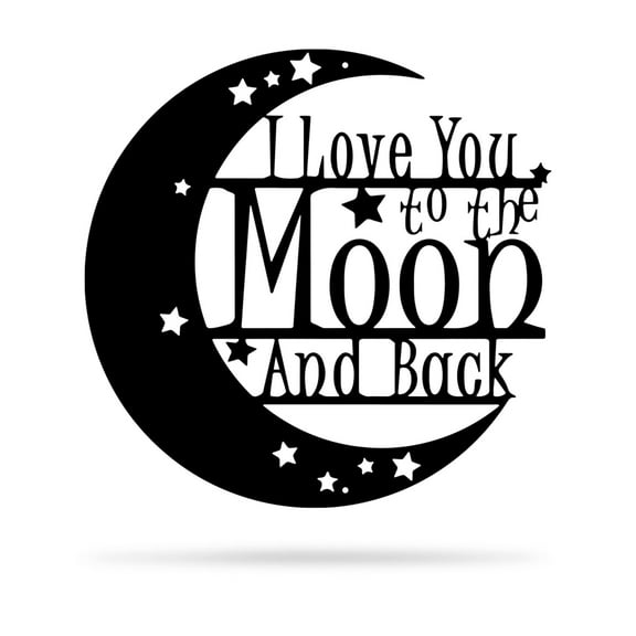RealSteel "Love You to the Moon" Metal Wall Art 2nd Edition - Heartfelt Home Décor (24"/Black)