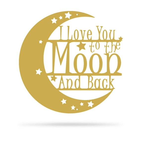 RealSteel "Love You to the Moon" Metal Wall Art 2nd Edition - Heartfelt Home Décor (36"/Gold)