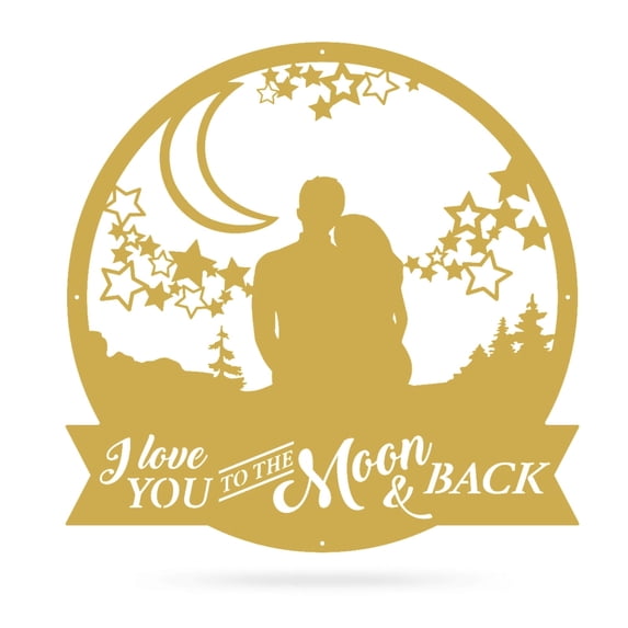 RealSteel "Love You to the Moon" Metal Wall Art - Heartfelt Home Décor (18"/Gold)