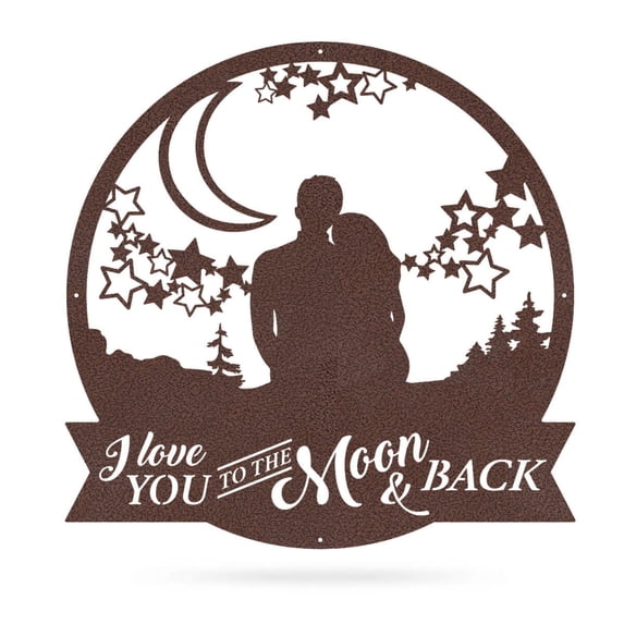 RealSteel "Love You to the Moon" Metal Wall Art - Heartfelt Home Décor (18"/Penny Vein)