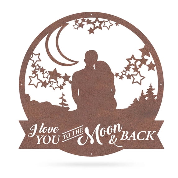 RealSteel "Love You to the Moon" Metal Wall Art - Heartfelt Home Décor (36"/Rust)