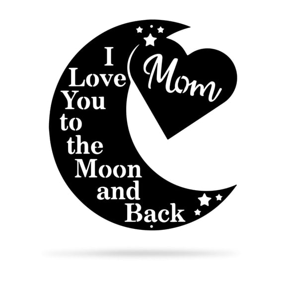RealSteel "Love You to the Moon - Mom" Limited Edition Wall Art - Heartfelt Home Décor (24"/Black)
