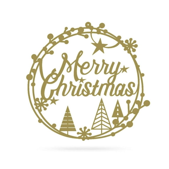 RealSteel: Merry Christmas Holiday Steel Sign - Festive Metal Wall Décor for Indoor/Outdoor Display (Type1/24"/ Gold)
