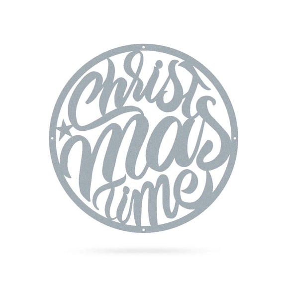 RealSteel: Merry Christmas Holiday Steel Sign - Festive Metal Wall Décor for Indoor/Outdoor Display (Type2/24"/ Textured Silver)