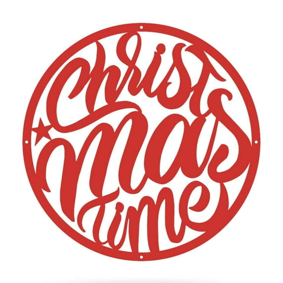 RealSteel: Merry Christmas Holiday Steel Sign - Festive Metal Wall Décor for Indoor/Outdoor Display (Type2/30"/ Red)