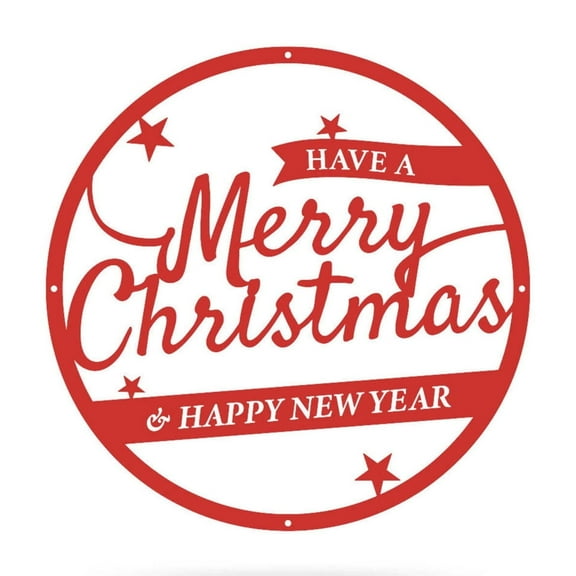 RealSteel: Merry Christmas Holiday Steel Sign - Festive Metal Wall Décor for Indoor/Outdoor Display (Type3/30"/ Red)
