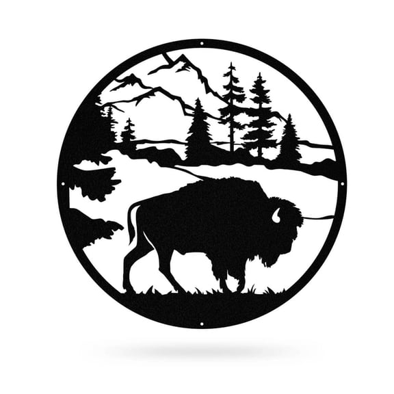RealSteel Metal American Bison Wall Decor (Black, 20")