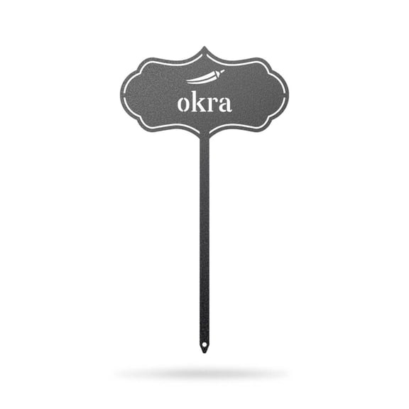 RealSteel: Metal Plant Labels for Vegetable & Herb Gardens, 45 Unique Garden Markers with Stakes, Durable Outdoor Rust-Resistant Design (OKRA)