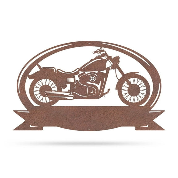 RealSteel Motorcycle Monogram – Custom Metal Wall Art (RUST-30x18)