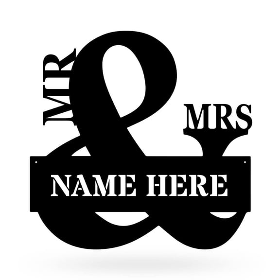 RealSteel Personalized Metal Mr & Mrs Monogram (Black, 20" x 20")