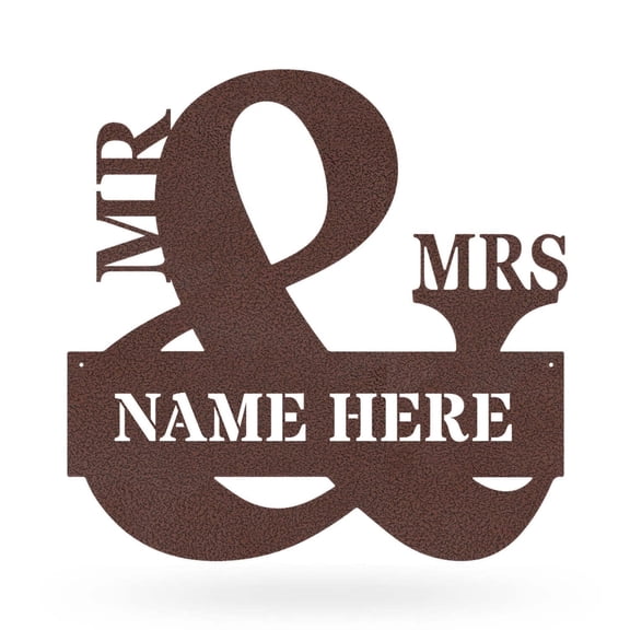 RealSteel Mr & Mrs Monogram – Personalized Metal Name Sign (PV-20x20)