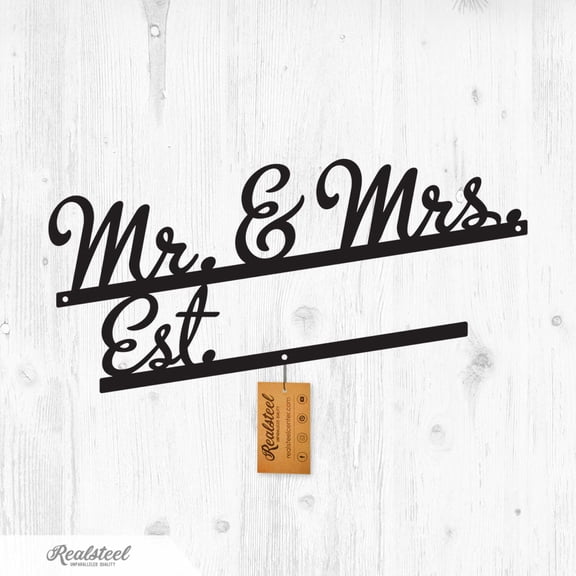 RealSteel Mr & Mrs Wall Art Monogram – Personalized Metal Sign for Wedding or Anniversary (B-10x15)